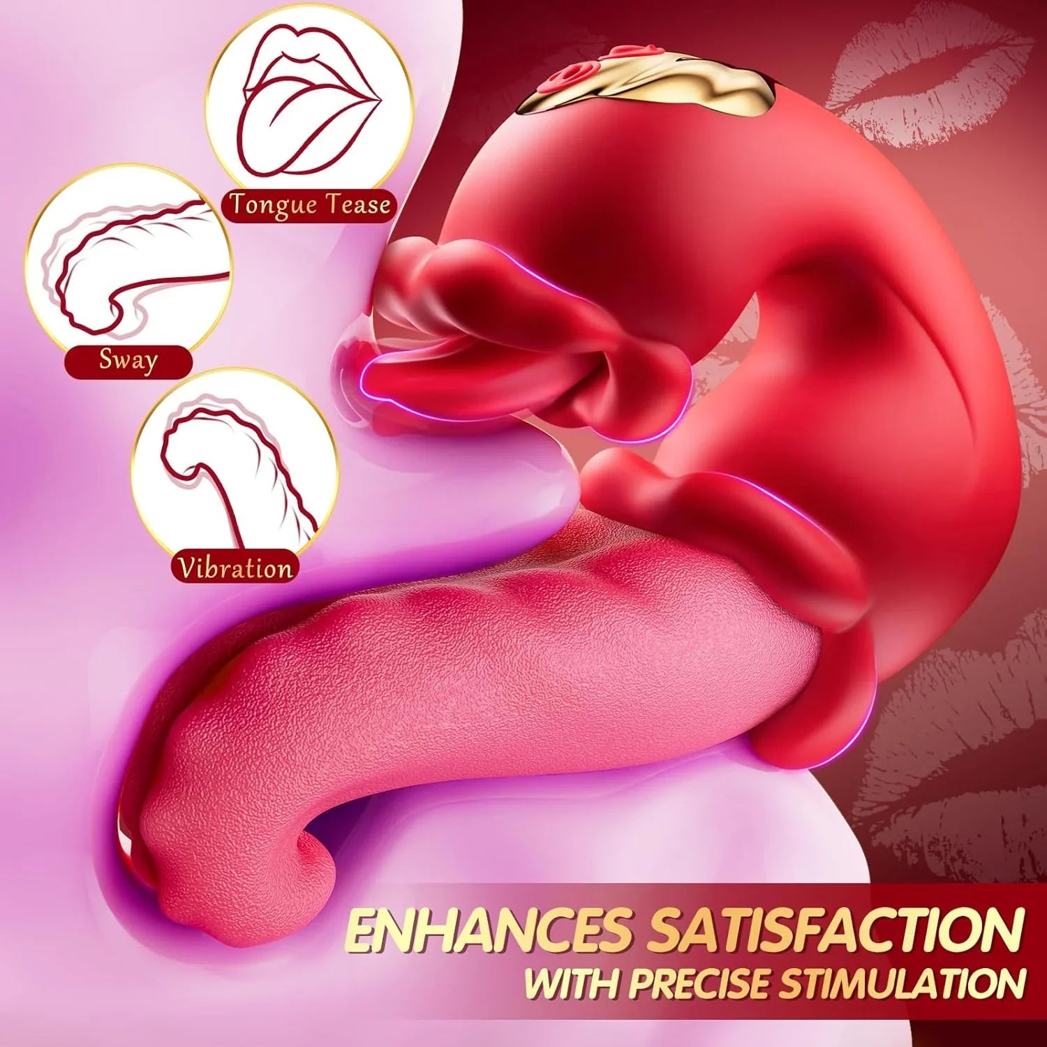 Medusa Twin Rose Thrusting  G Spot Vibrator with 10 Tongue Licking & Vibration Modes