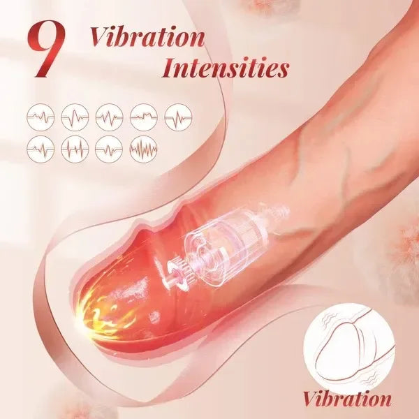 7.9 IN Penis Extender Sleeve with Cock Ring, App Remote Controlled 9 Mode Vibrating, Thrusting & Heating Sex Toy