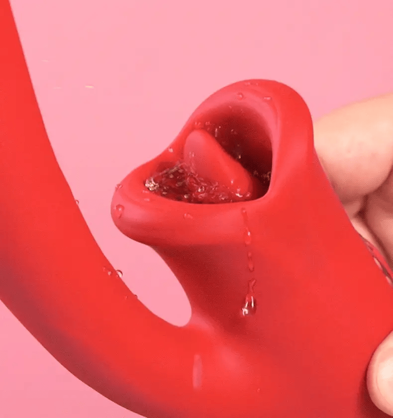 Mouth-Shaped Biting & Flapping Sucking G-Spot Dildo Vibrator