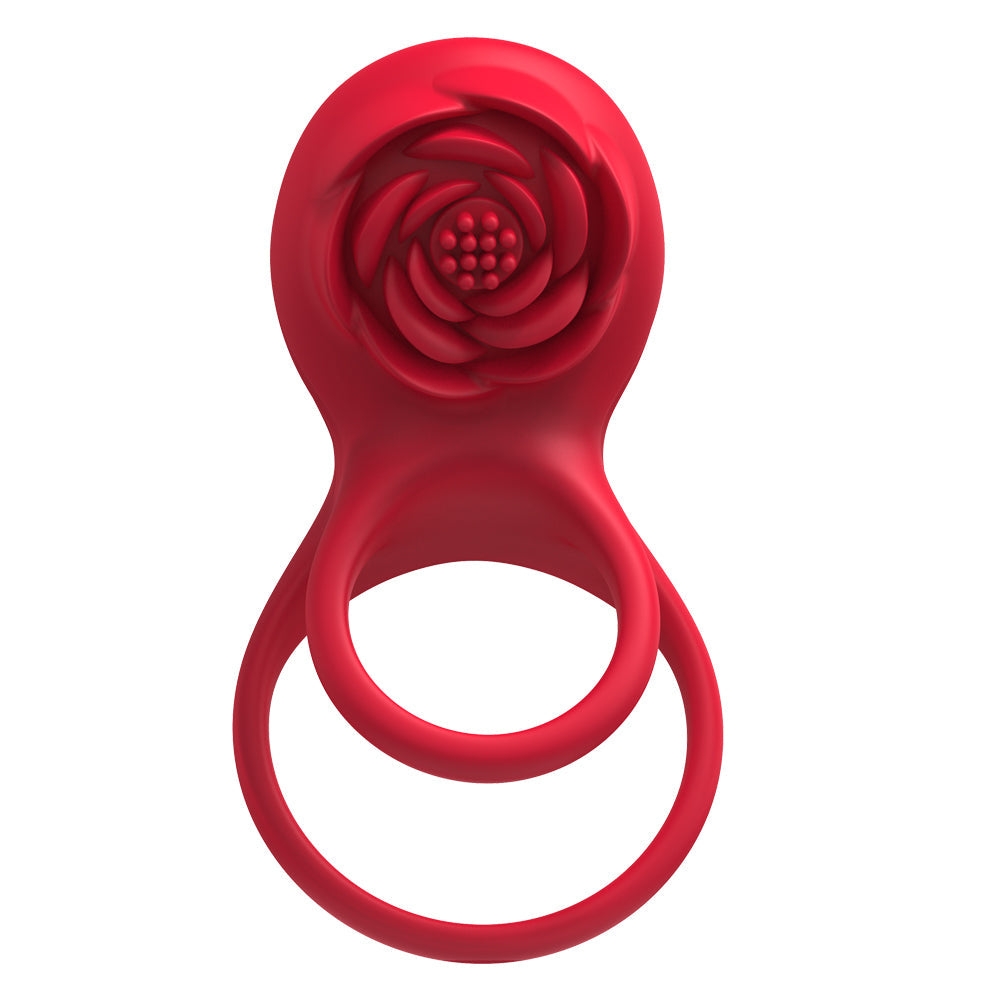 Vibrating Cock Ring with Rose Clitoral Stimulator, 7 Vibrations Male Couple Sex Toy
