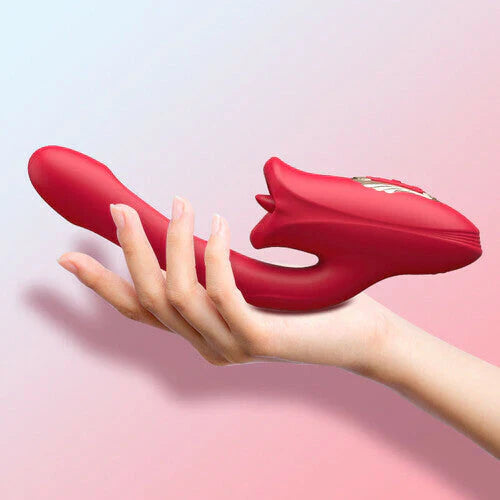 Mouth-Shaped Biting & Flapping Sucking G-Spot Dildo Vibrator