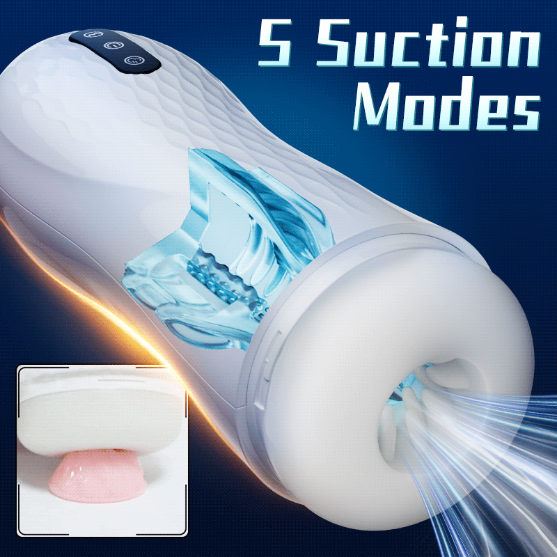 Language Voice Male Stroker Masturbator With Heated Base, 5 Suction 10 Vibration