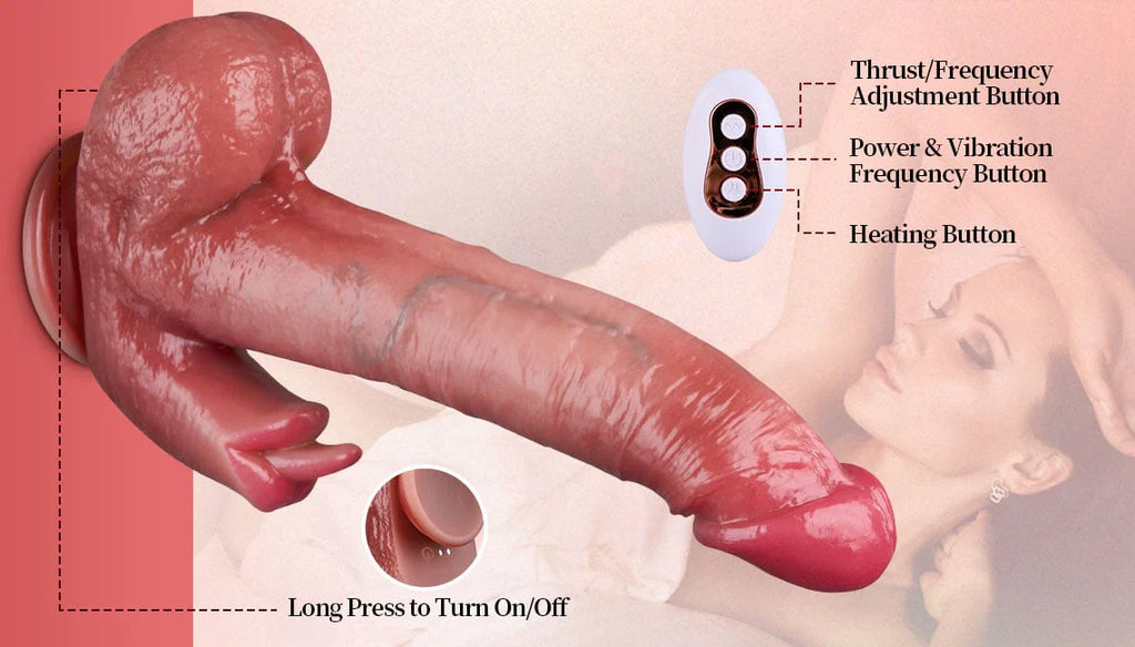 10.43 IN Licking*Heating*Thrusting Swinging Dildo,  Lifelike Suction Cup Dildo