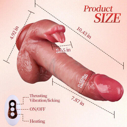 10.43 IN Licking*Heating*Thrusting Swinging Dildo,  Lifelike Suction Cup Dildo
