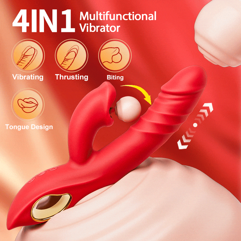 Chloe - 4 In 1 Thrusting & Licking Biting G-spot Vibrator Tongue Clitoral Stimulator