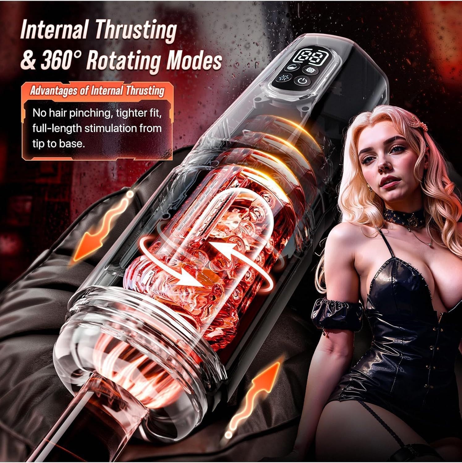 AI Penis Pump - Rechargetable Male Masturbator Stroker with Vibrating Thrusting Rotating & Licking Modes