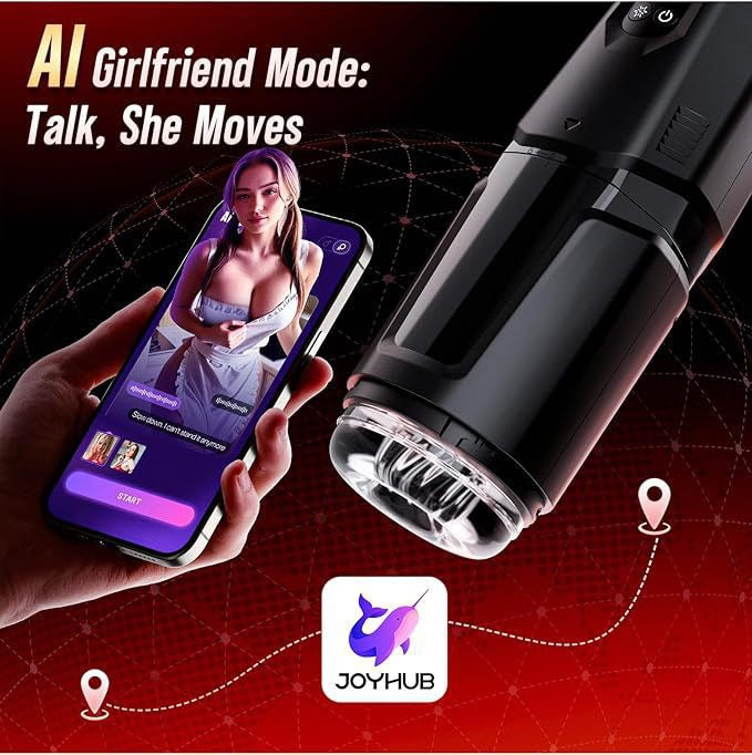 AI Penis Pump - Rechargetable Male Masturbator Stroker with Vibrating Thrusting Rotating & Licking Modes