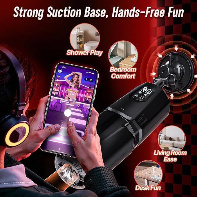 AI Penis Pump - Rechargetable Male Masturbator Stroker with Vibrating Thrusting Rotating & Licking Modes