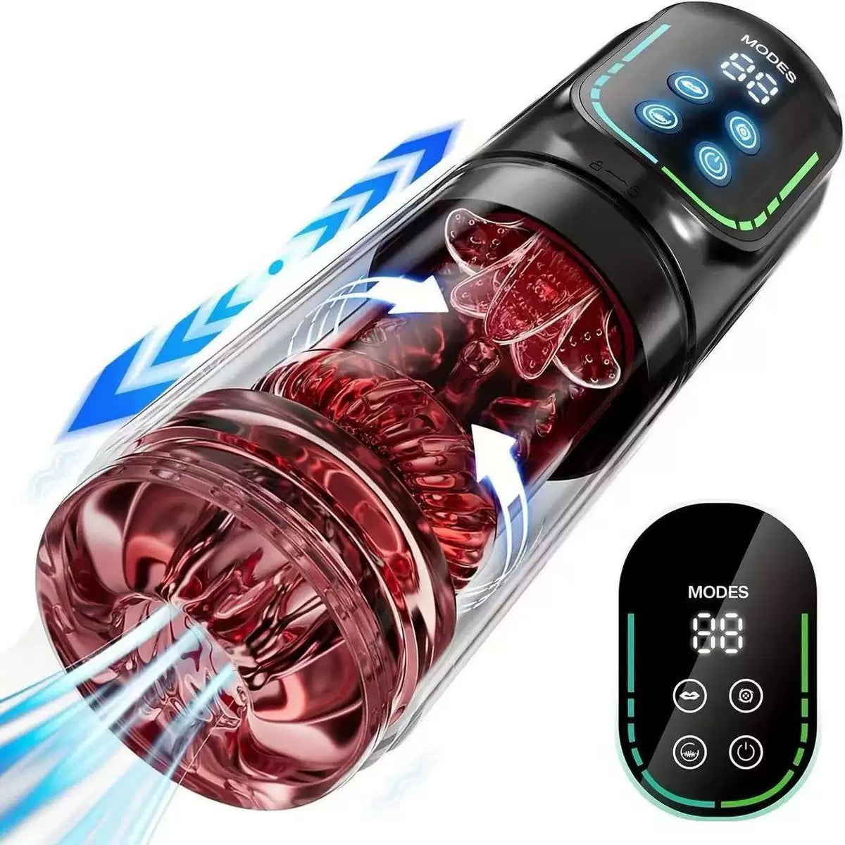 Penis Pump S002- Rechargetable Male Masturbator Stroker with 7 Sucking Thrusting Rotating & 7 Licking Modes