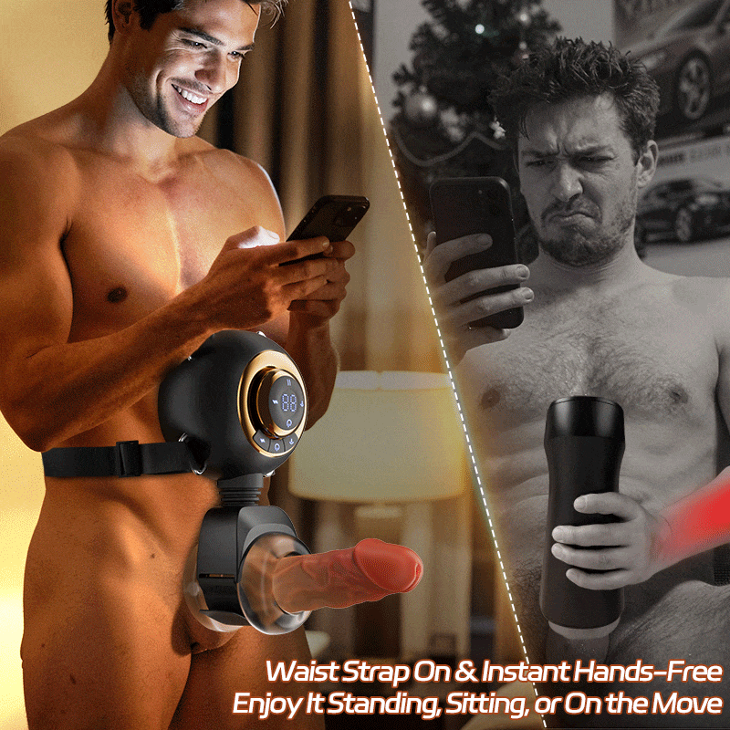 Hazel - (US Only) 9 Vibration & Swing & Thrust Hands-Free Waist Strap-On Male Stroker