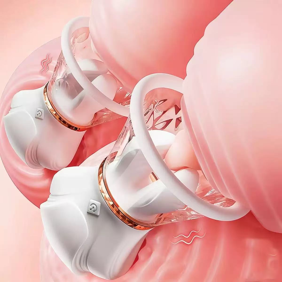 App-Controlled Nipple Toy Vibrators - 1 Pair BDSM Nipple Clamps with 10 Vibration Modes & Manual Sucking Stimulator, Silicone Detachable Sensory Toys