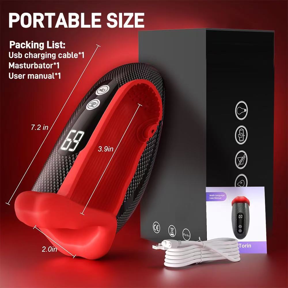 9X Tongue Tapping & Vibrating Male Stroker — App & Button Control | Blowjob Masturbator