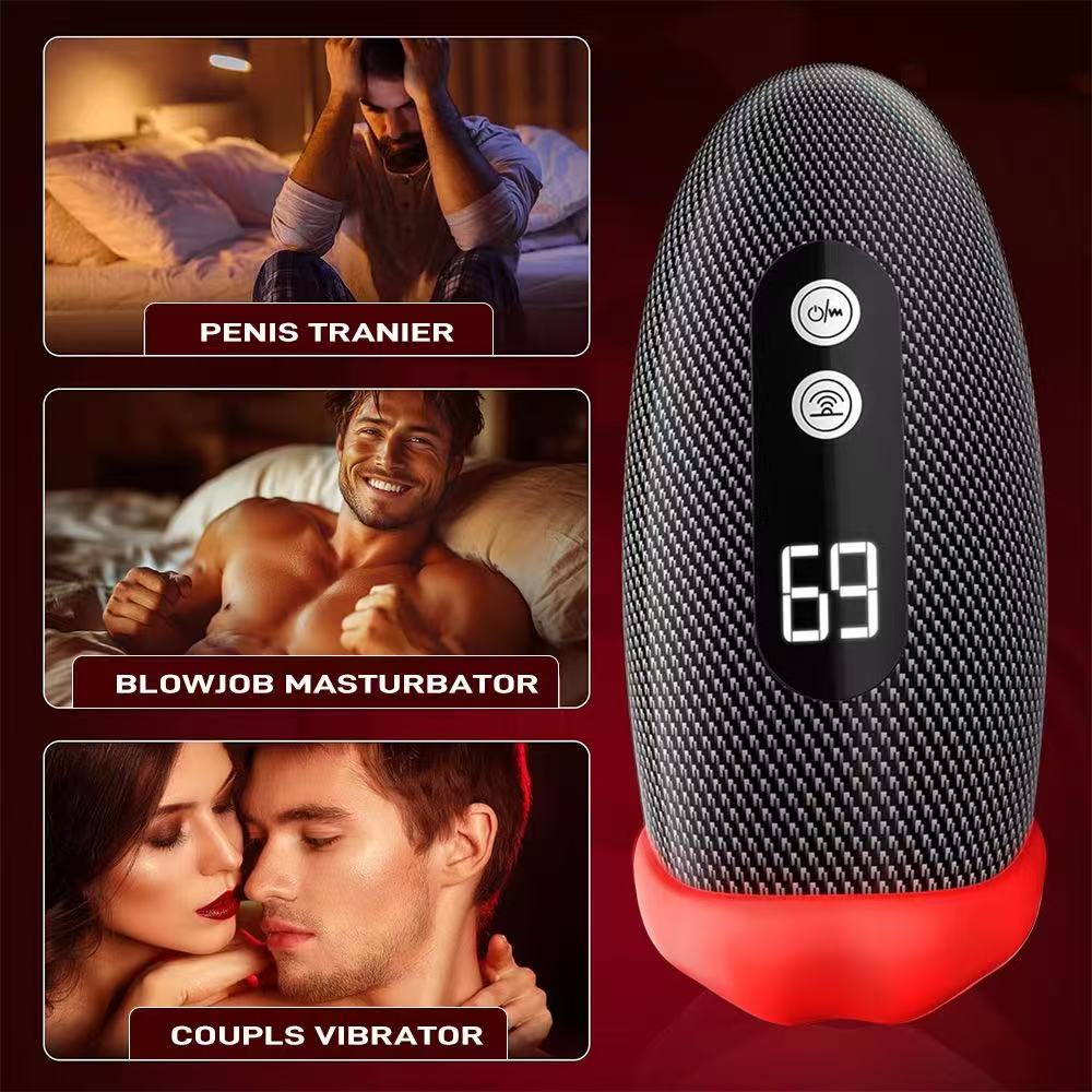 9X Tongue Tapping & Vibrating Male Stroker — App & Button Control | Blowjob Masturbator
