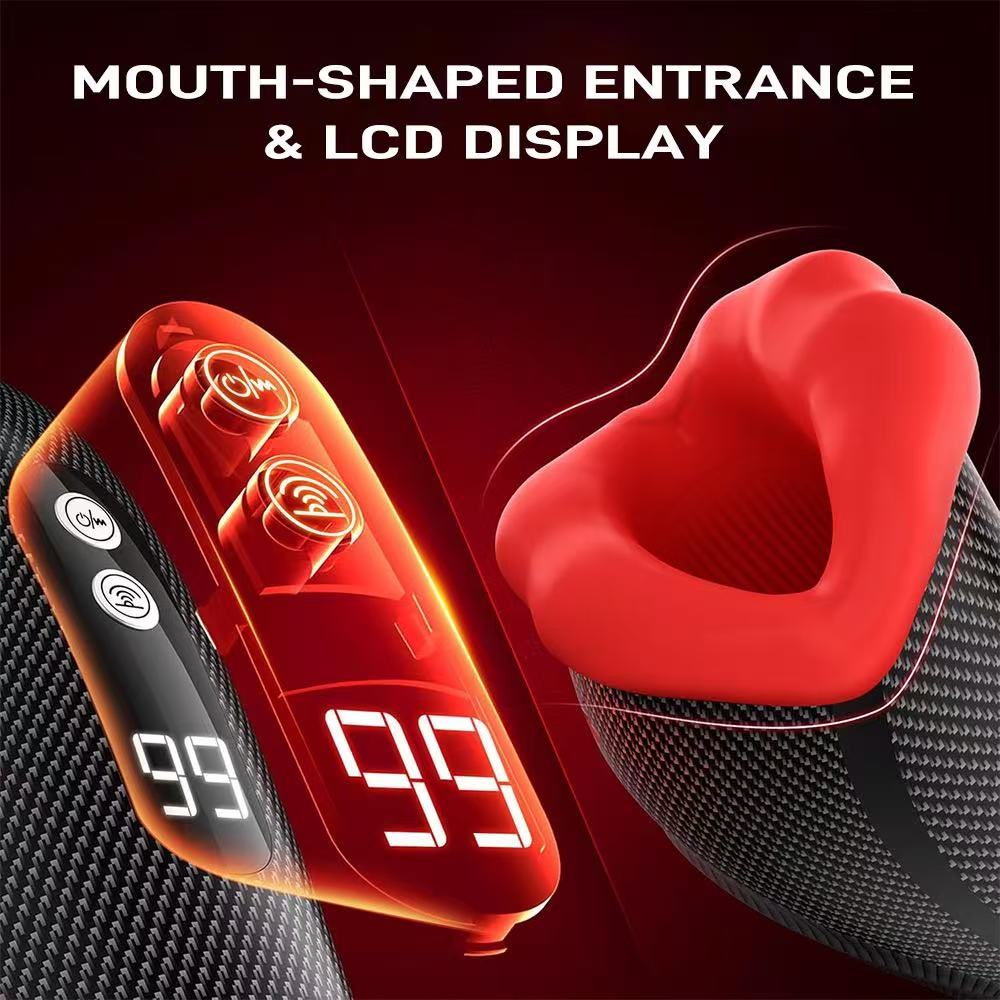 9X Tongue Tapping & Vibrating Male Stroker — App & Button Control | Blowjob Masturbator