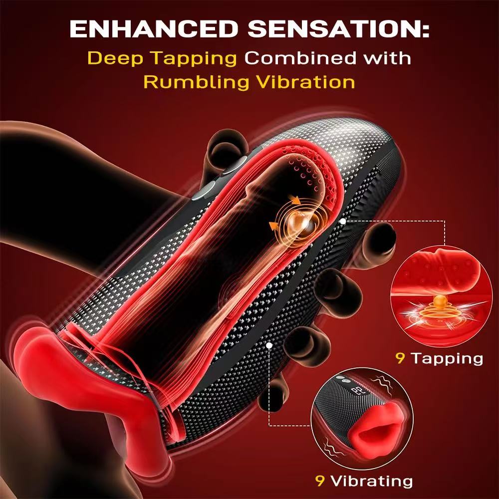 9X Tongue Tapping & Vibrating Male Stroker — App & Button Control | Blowjob Masturbator