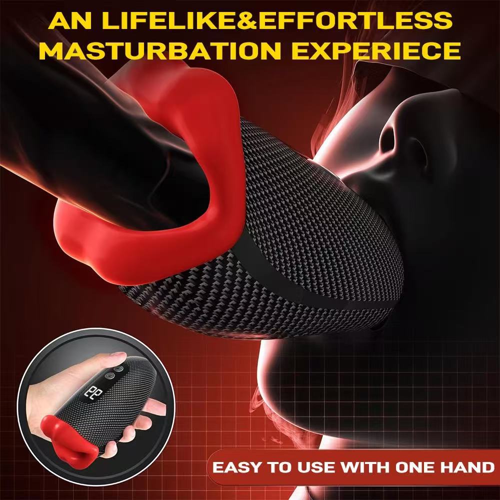 9X Tongue Tapping & Vibrating Male Stroker — App & Button Control | Blowjob Masturbator