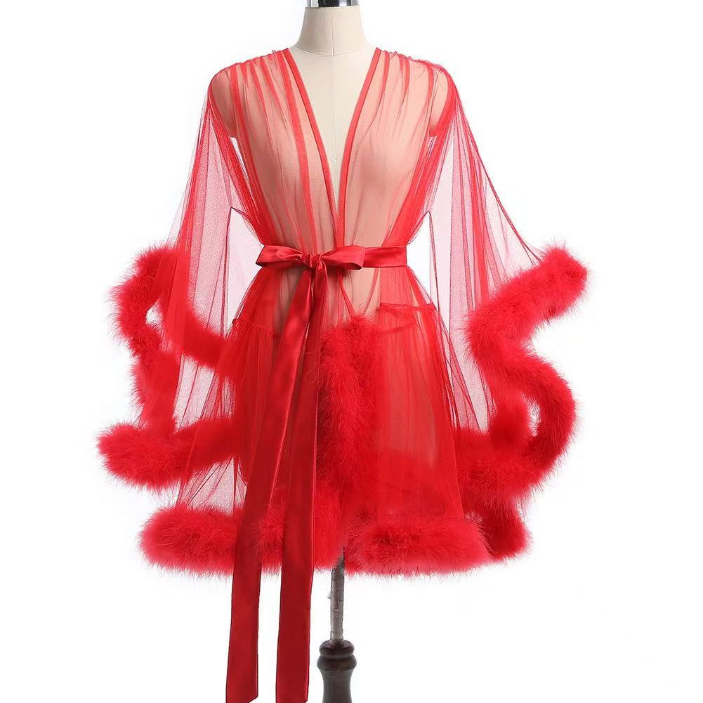 Hollywood Glam Luxury Mini Robe, Black, One Size