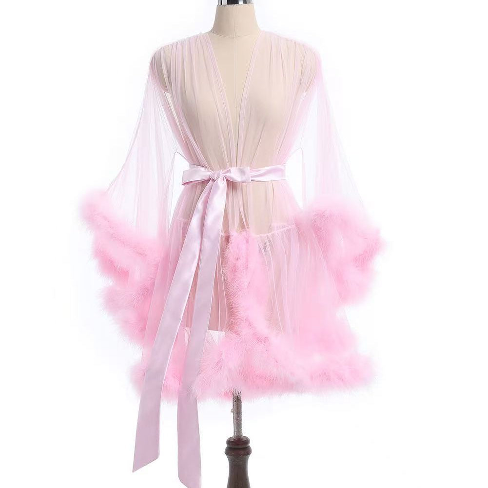 Hollywood Glam Luxury Mini Robe, Black, One Size