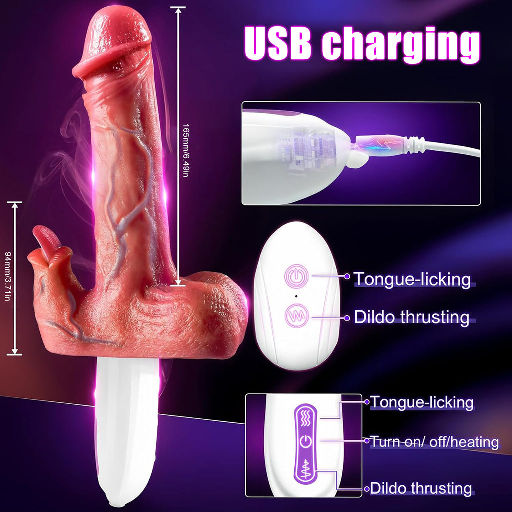 Silky Licker - Heated Thrusting & Vibrating Dildo Machine