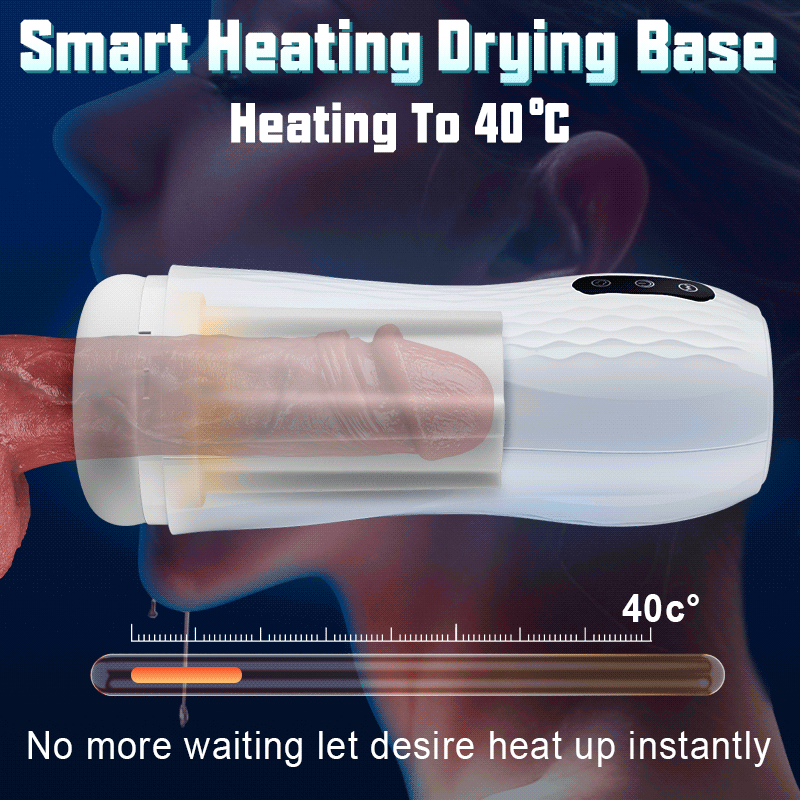 Language Voice Male Stroker Masturbator With Heated Base, 5 Suction 10 Vibration