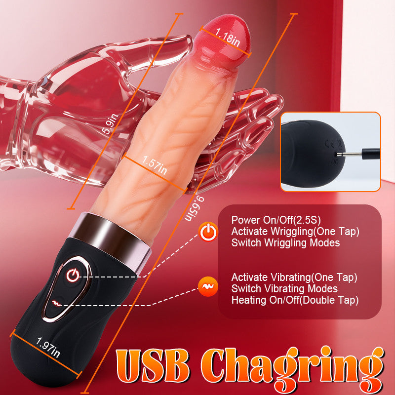 Riley - Wriggling Heating 9.65 Inch Dildo