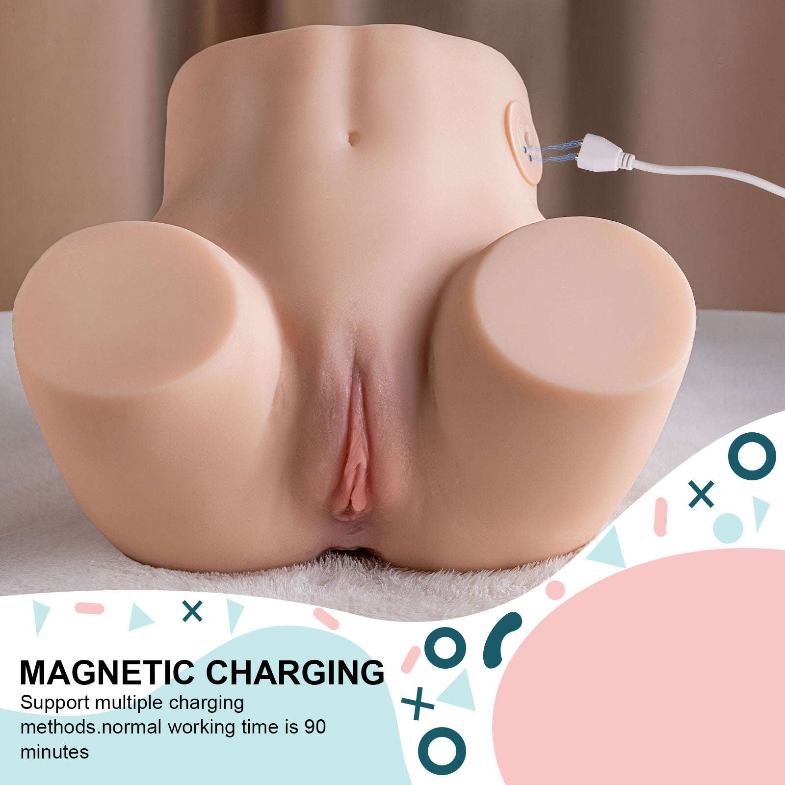 Rose-9.7LB Life-sized Vibrating Butt, 2 in 1 Doll Ass with Realistic Anus & Vagina