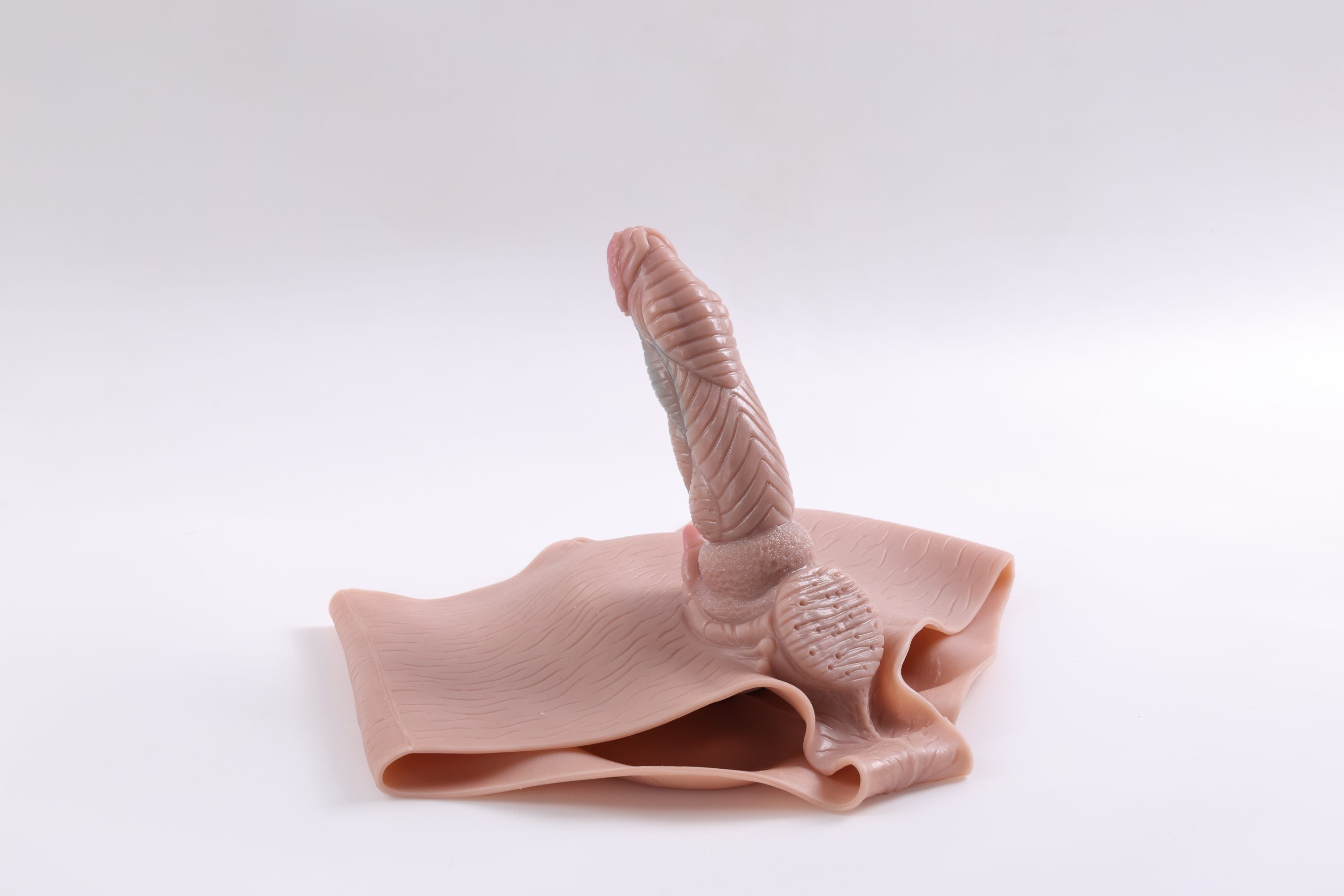 Monster-Strap On Dildo,  2 in 1 with Asshole Opening & Insertable 6.IN Solid Dick(Flesh)