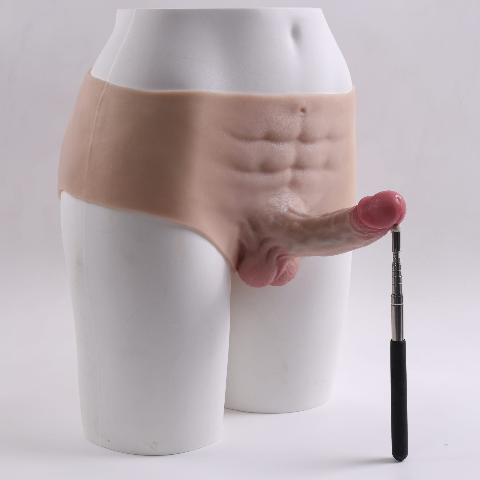 BaronA-Realistic Strap On Dildo,  2 in 1 with Asshole Opening & Insertable 6.5IN Solid Dick(Ivory)