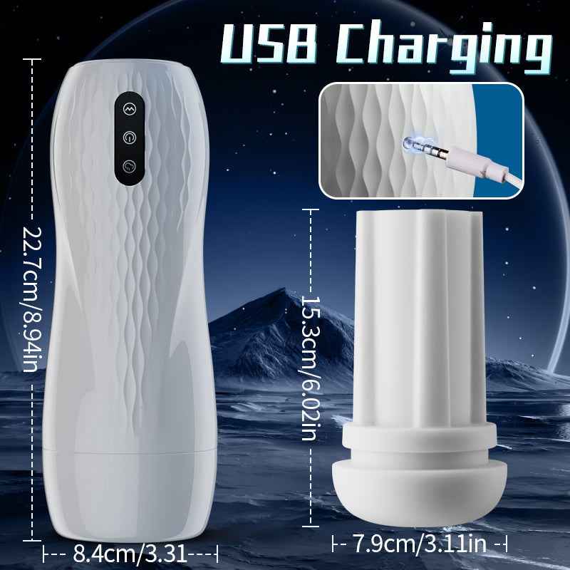 Language Voice Male Stroker Masturbator With Heated Base, 5 Suction 10 Vibration