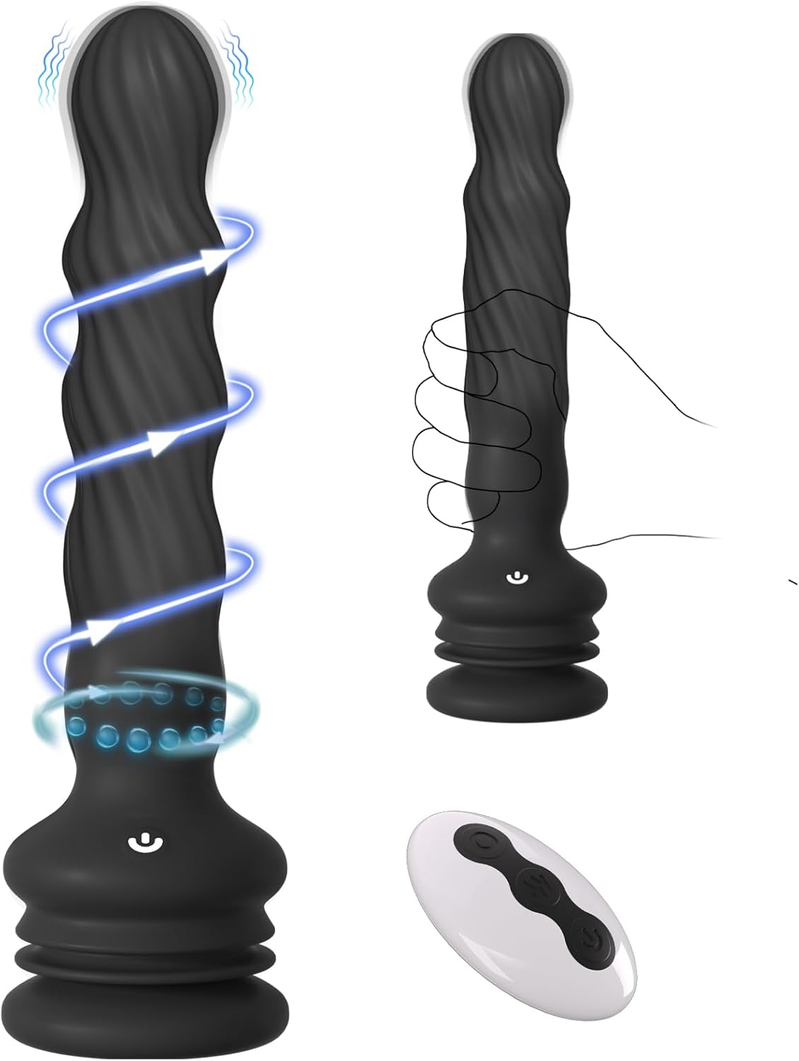 Wriggling Rotating Vibrating Prostate Massager Anal Butt Plug