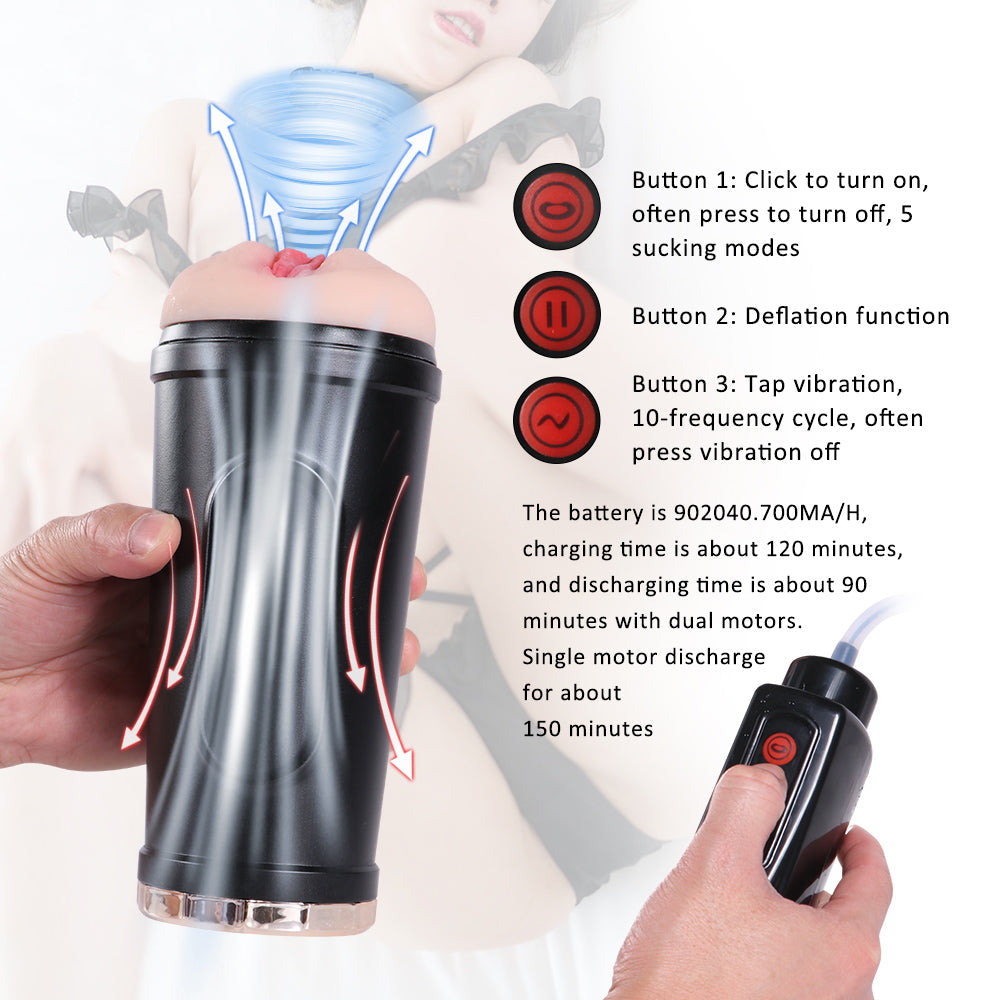 Rock - Rechargetable Male Masturbator Stroker, 5 Sucking & 10 Vibrating Modes