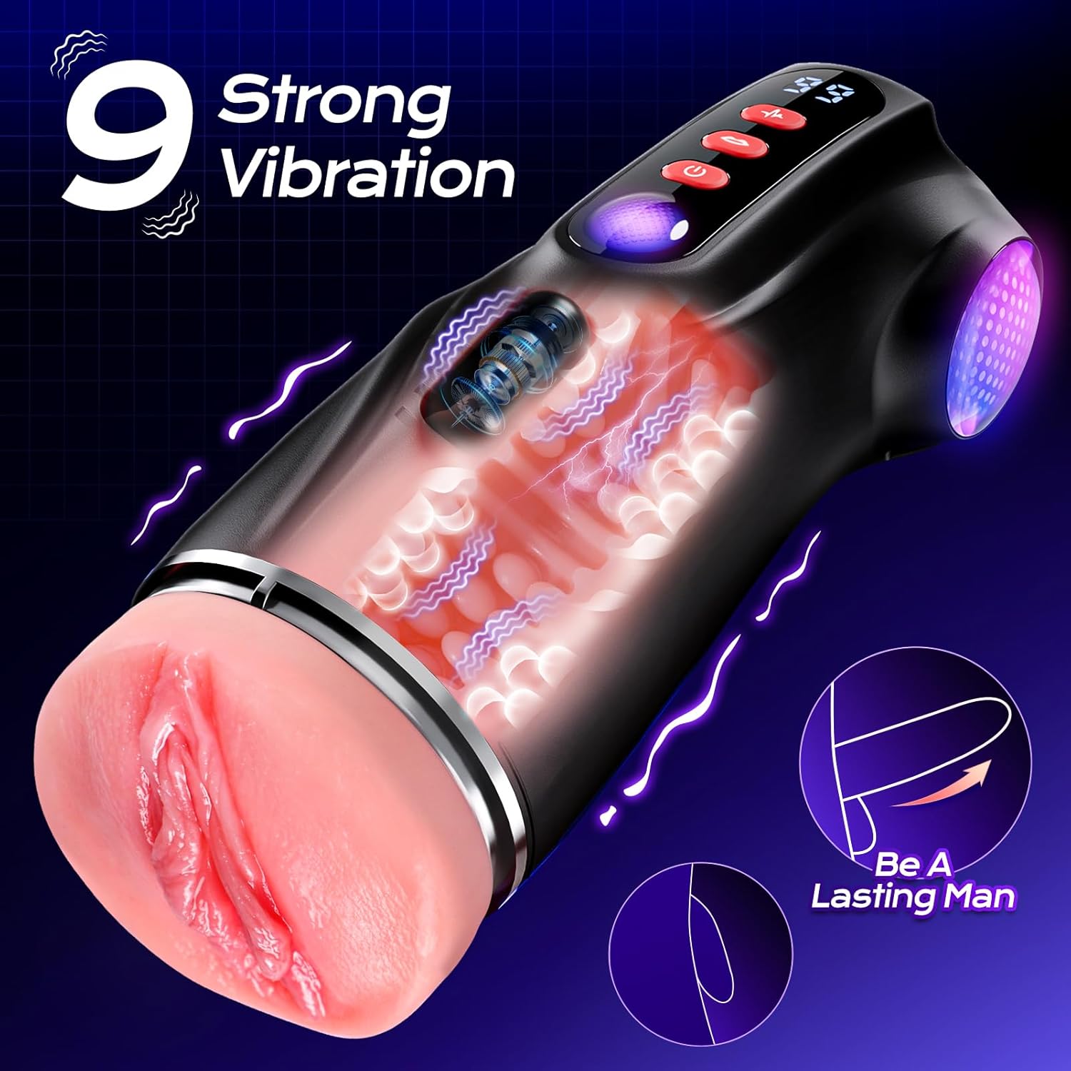 3 in 1 Male Masturbator Stroker with 9 Sucking Thrusting Rotating & 9 Licking Modes