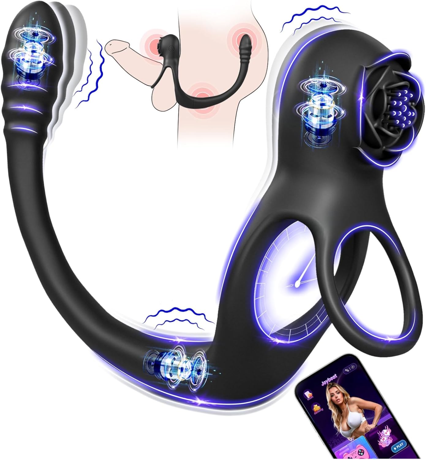Double Penis Ring Stimulate Erection 10X Vibrating Cock Ring