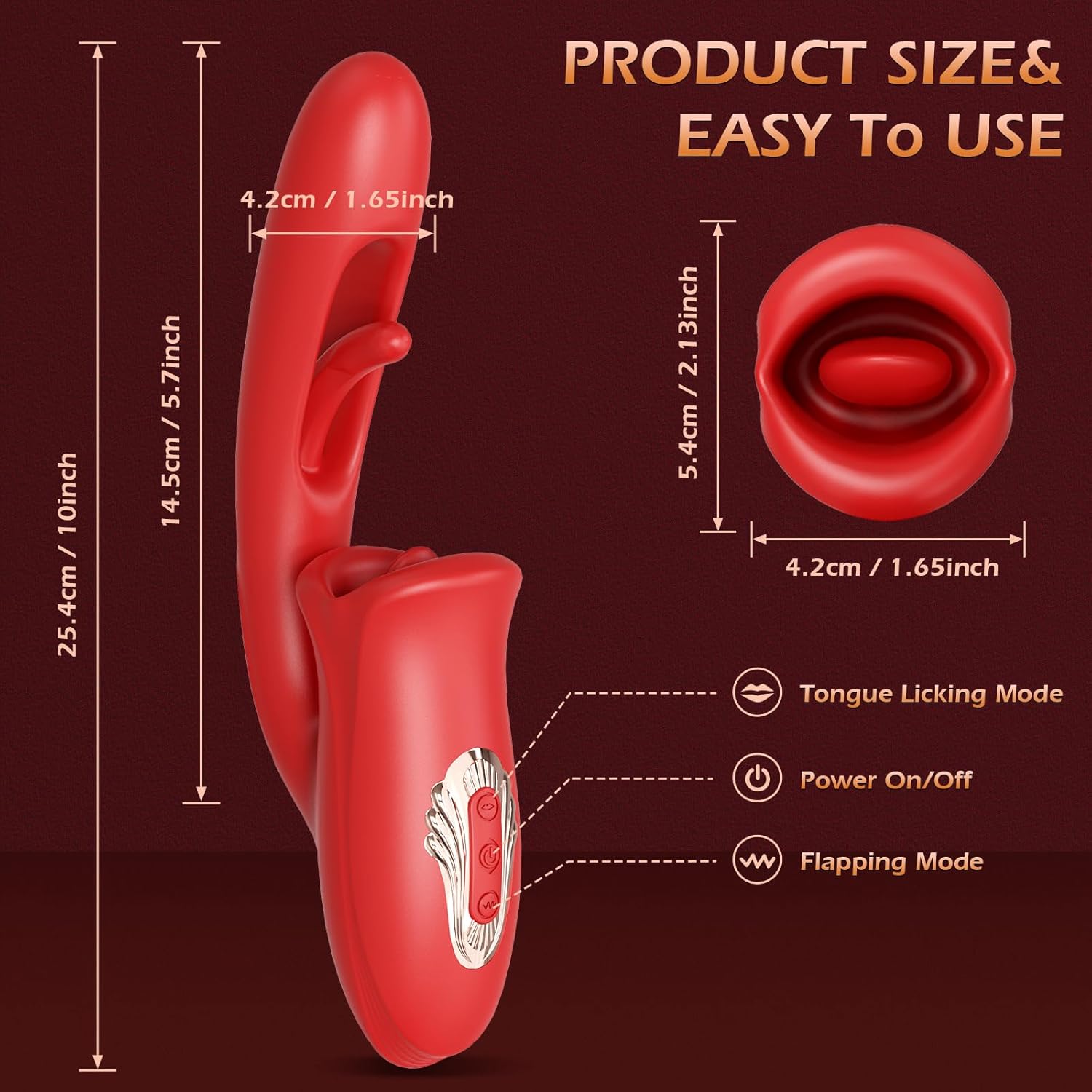 Mouth-Shaped Biting & Flapping Sucking G-Spot Dildo Vibrator