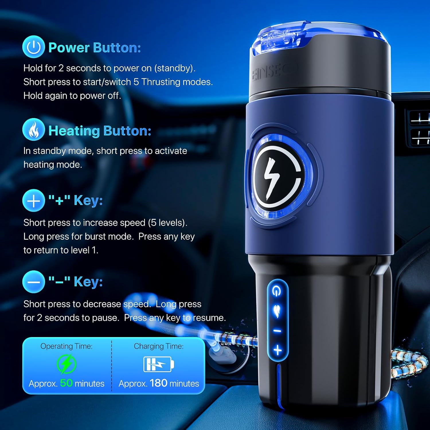 5X Smooth Thrusting Automatic Heating Male Stroker with App Control