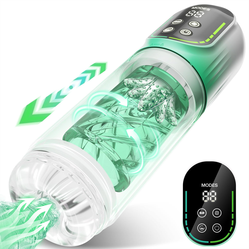 Penis Pump S002- Rechargetable Male Masturbator Stroker with 7 Sucking Thrusting Rotating & 7 Licking Modes