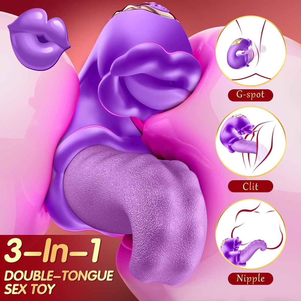 Medusa Twin Rose Thrusting  G Spot Vibrator with 10 Tongue Licking & Vibration Modes