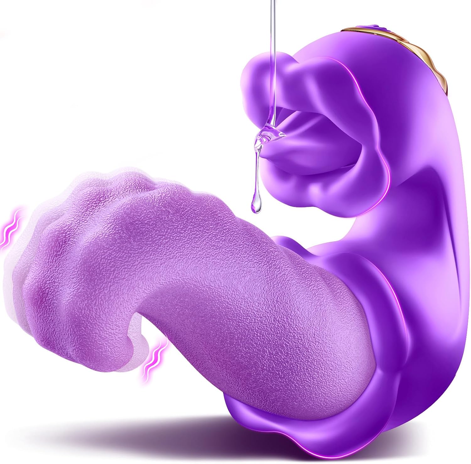 Medusa Twin Rose Thrusting  G Spot Vibrator with 10 Tongue Licking & Vibration Modes