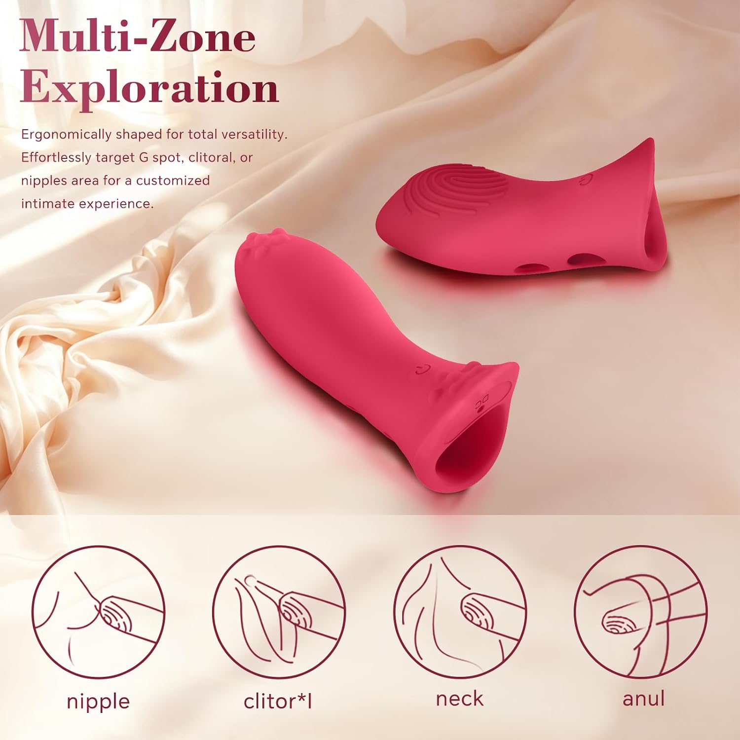 Dual Finger Vibrator Set | 10  Vibration Modes for G-Spot, Clitoral, Anal and Nipple Stimulation
