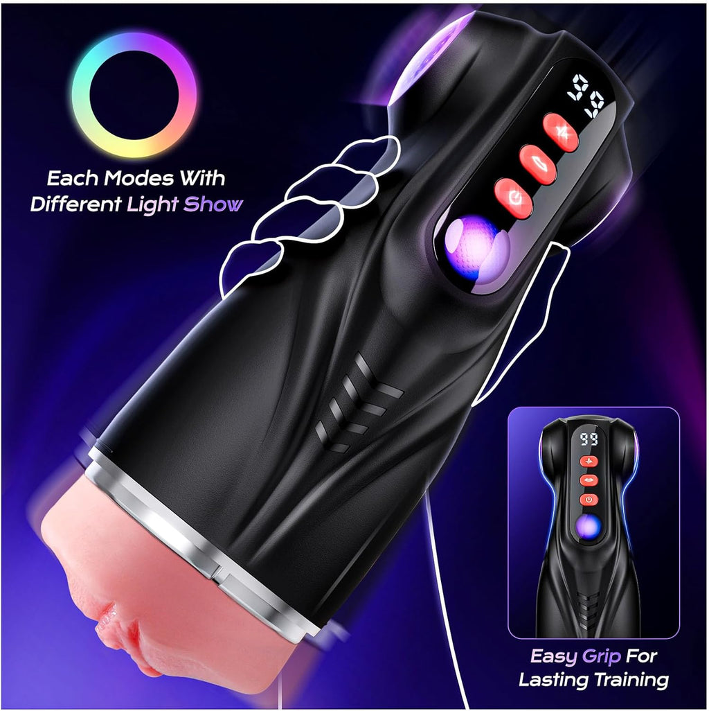 3 in 1 Male Masturbator Stroker with 9 Sucking Thrusting Rotating & 9 Licking Modes
