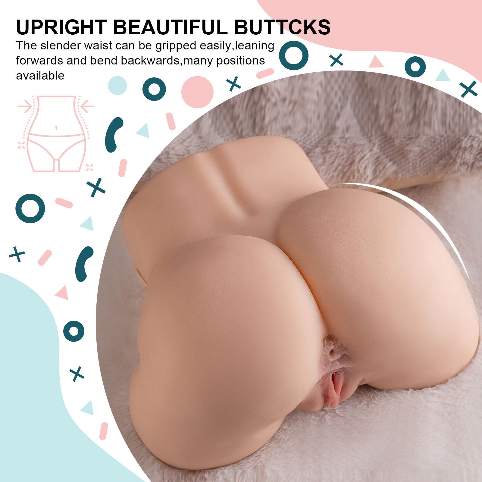 Rose-9.7LB Life-sized Vibrating Butt, 2 in 1 Doll Ass with Realistic Anus & Vagina