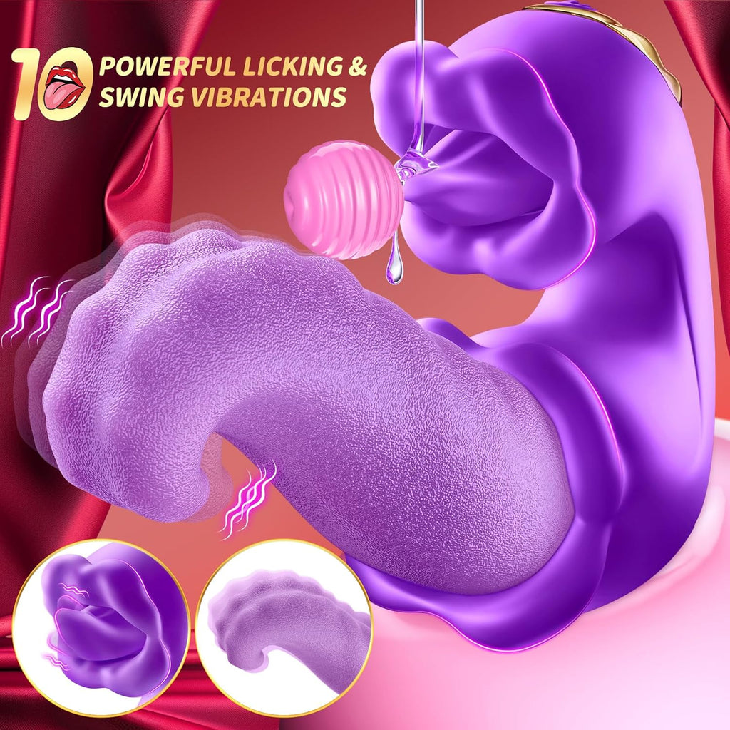 Medusa Twin Rose Thrusting  G Spot Vibrator with 10 Tongue Licking & Vibration Modes