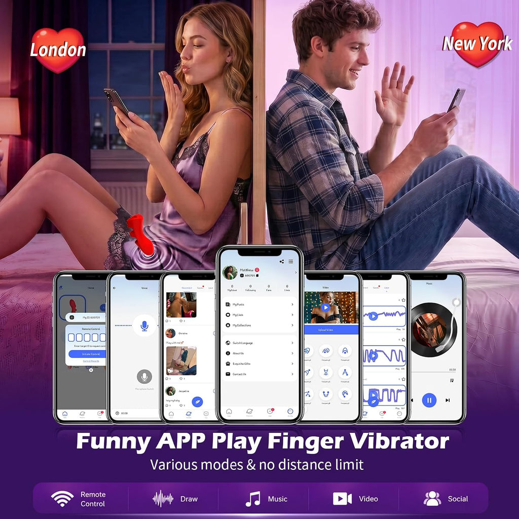 Finger Vibrator APP Remote Control Adult Toy for Women, 10 Vibrations & Heating, Clit Nipple G Spot Vibrators Couples Sex Toy