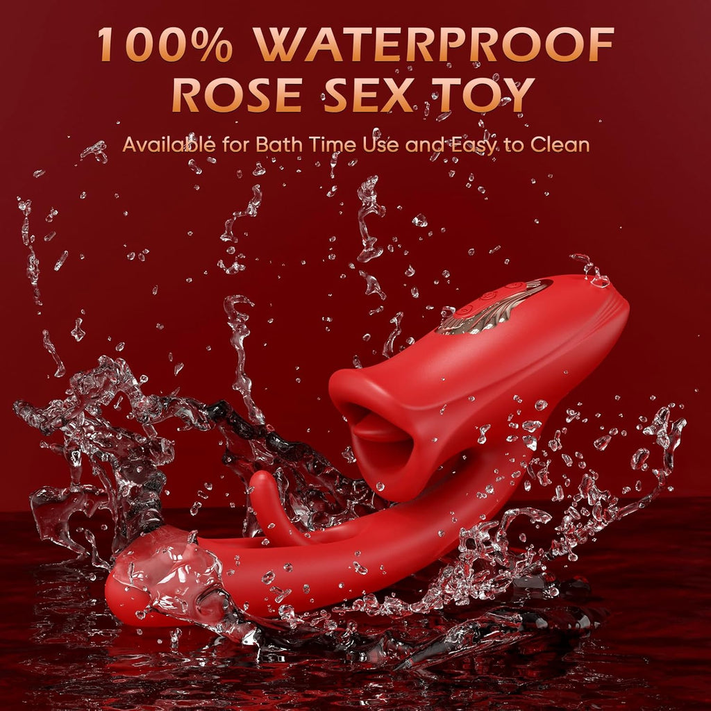Mouth-Shaped Biting & Flapping Sucking G-Spot Dildo Vibrator