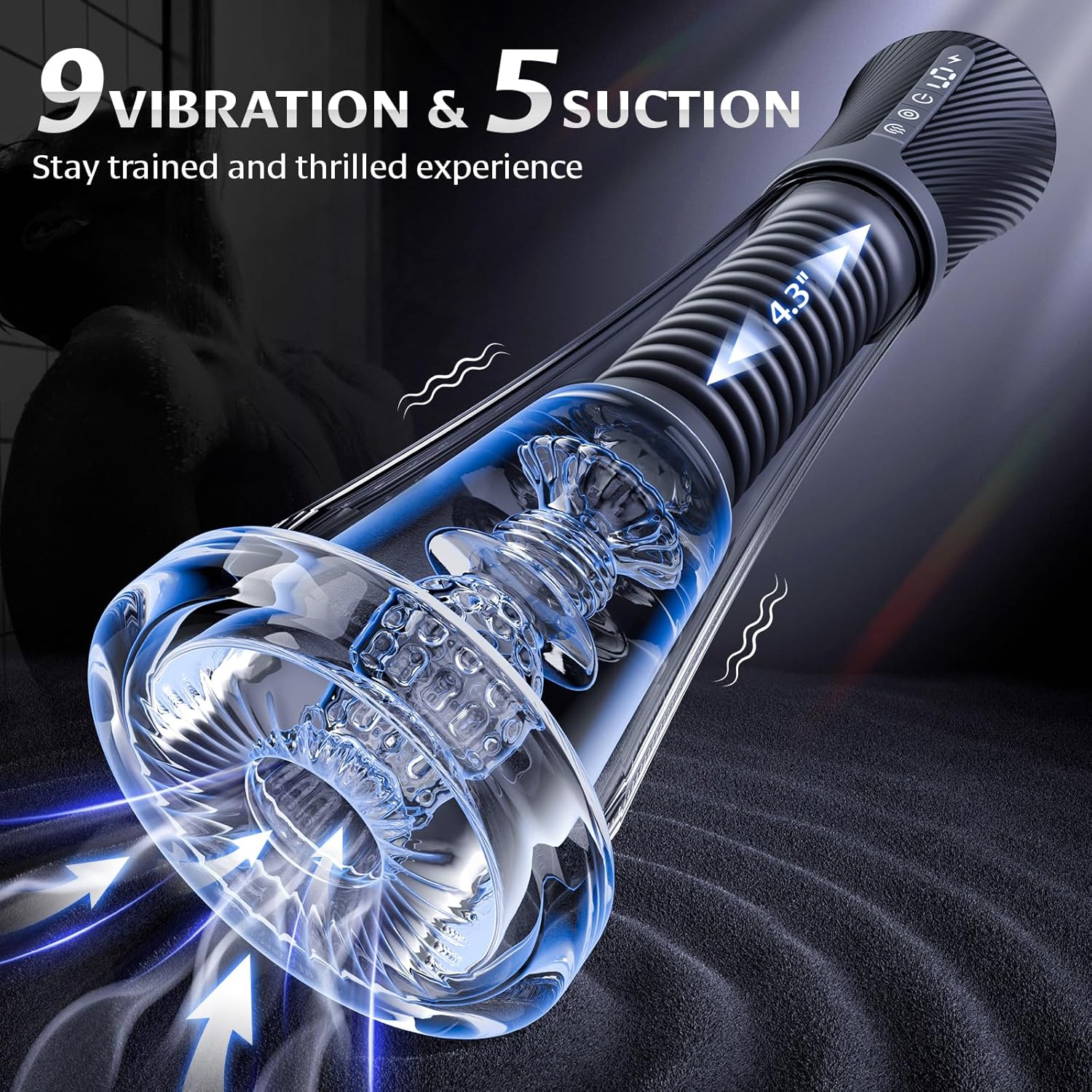 9 Vibrating Spring & 5 Vacuum Suction Penis Pump with 2 Switchable Sleeves