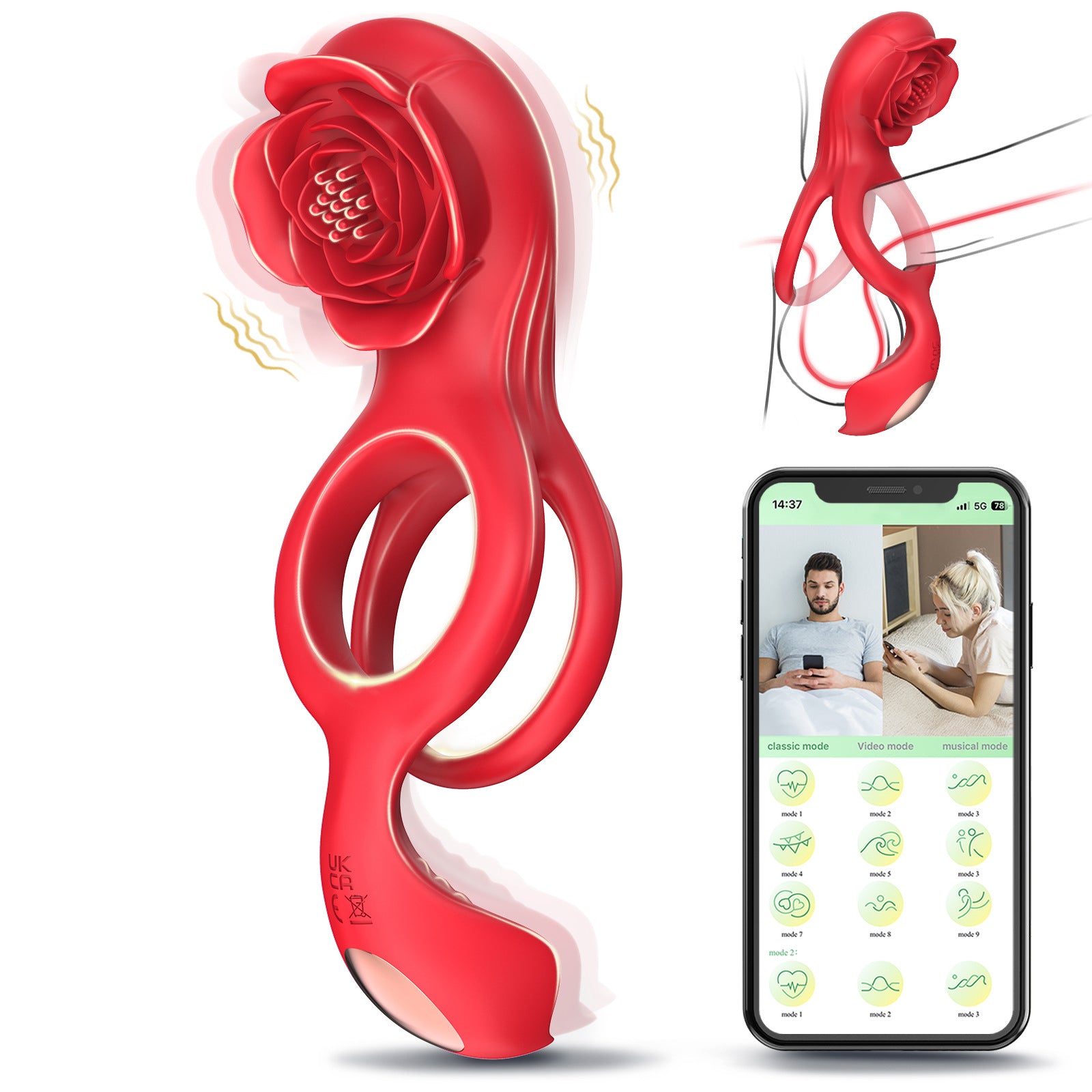 9X Vibrating  Rose Clitoral Stimulator Cock Ring