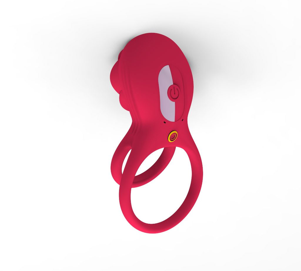 Vibrating Cock Ring with Rose Clitoral Stimulator, 7 Vibrations Male Couple Sex Toy