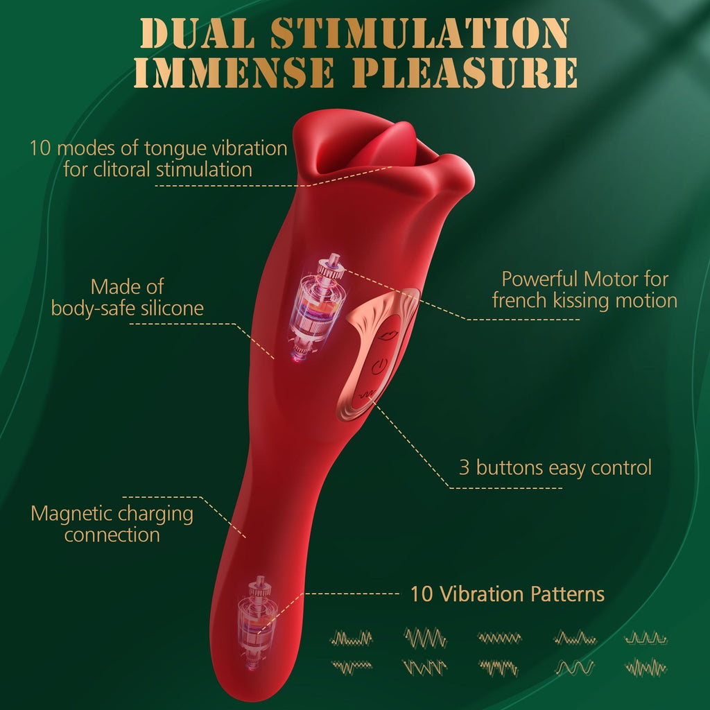 Mouth Vibrator with Kissing Function & Vibrating Tongue