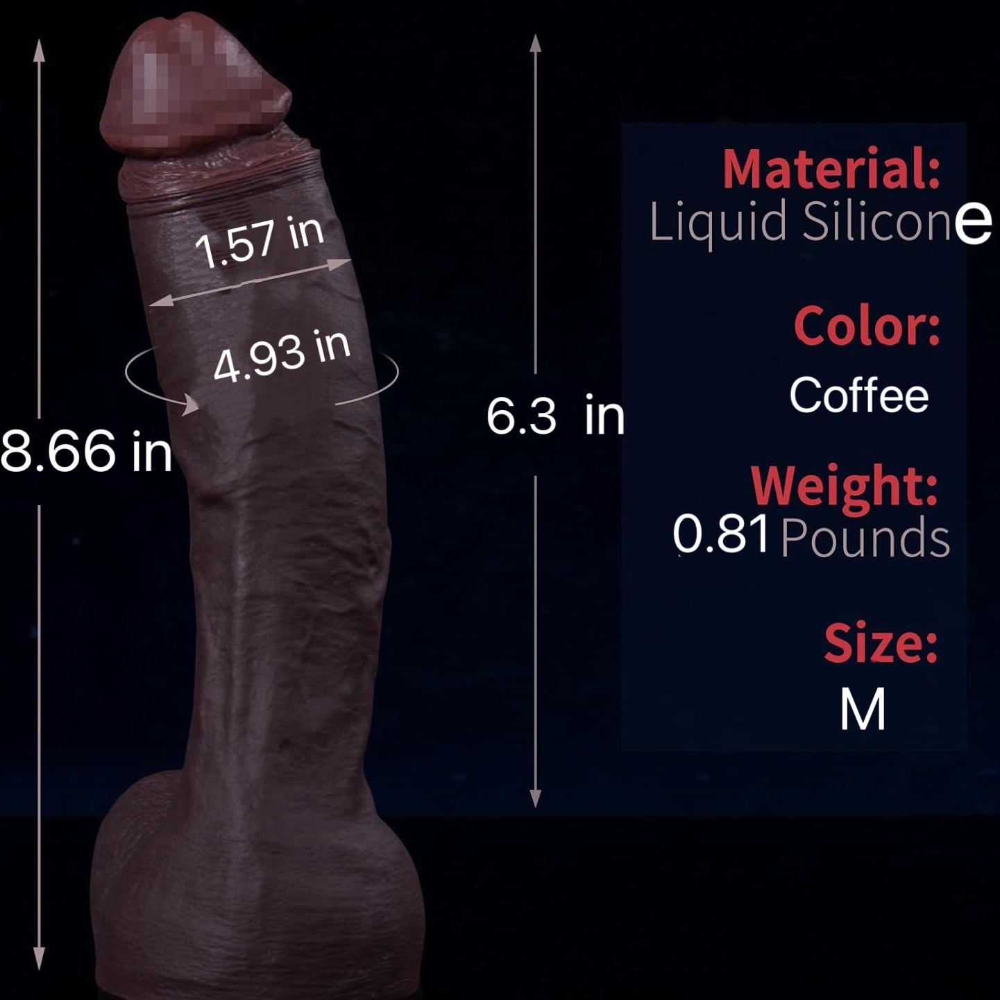 10.43IN/8.66IN Realistic Big Silicone Dildo with Strong Suction Cup(Coffee & Flesh)